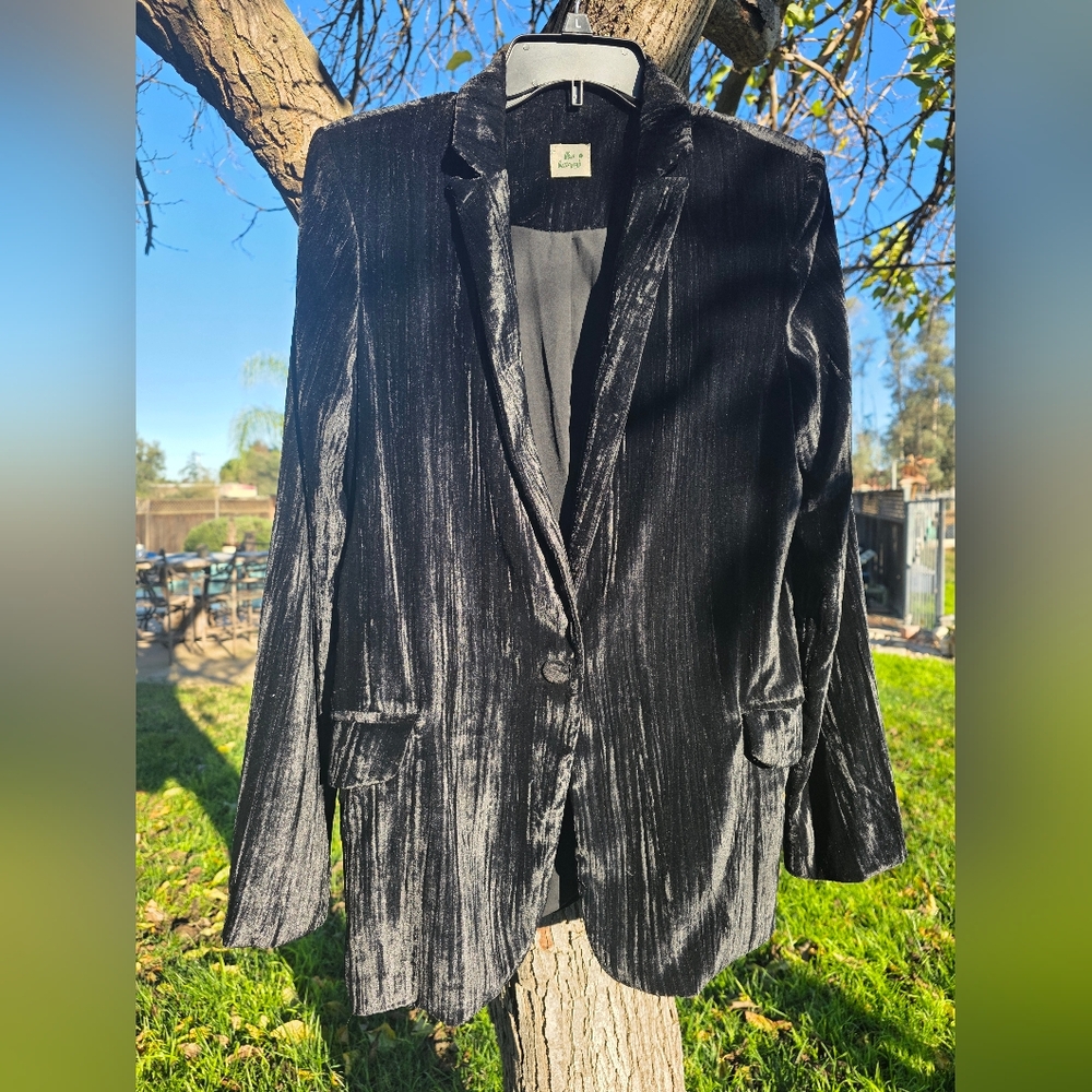 Elegant Black Velvet Women's Blazer